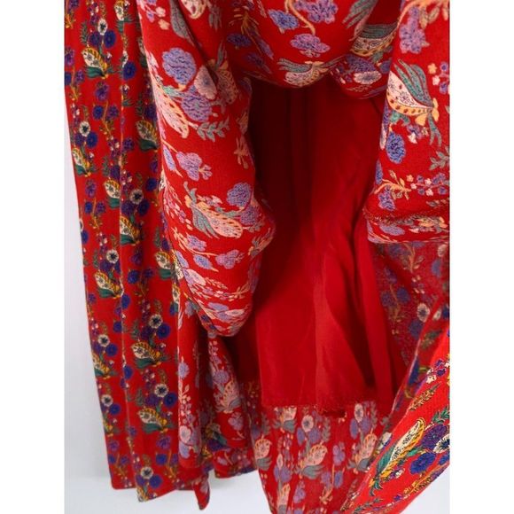 NWOT Anthropologie Rosalia Wrap Dress by Maeve Size 8 Red Ditsy Frill 6388 - Picture 8 of 16